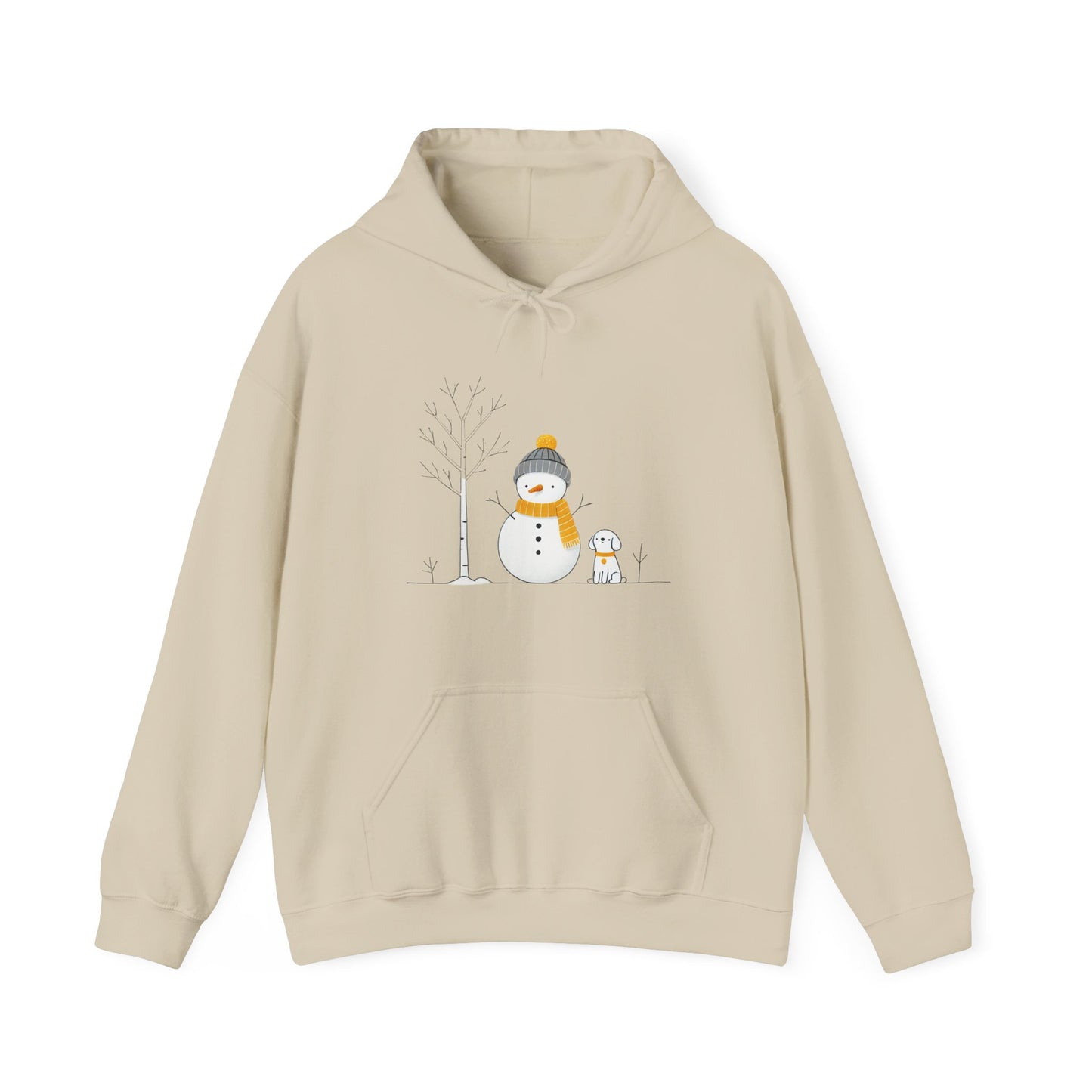Snowman and dog winter scene Unisex Heavy Blend™ Hooded Sweatshirt - sizes S - 3X