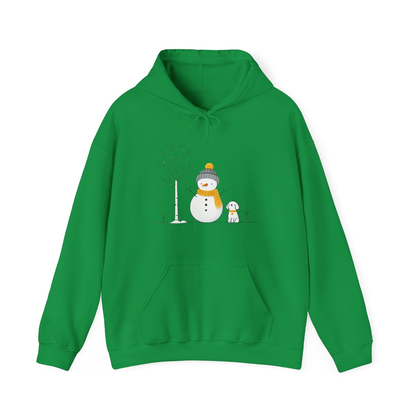 Snowman and Dog Winter Scene Heavy Blend Hooded Sweatshirt - sizes S - 5X