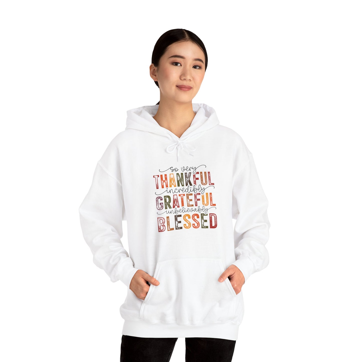 Thankful, Grateful, Blessed, Unisex Heavy Blend Hooded Sweatshirt