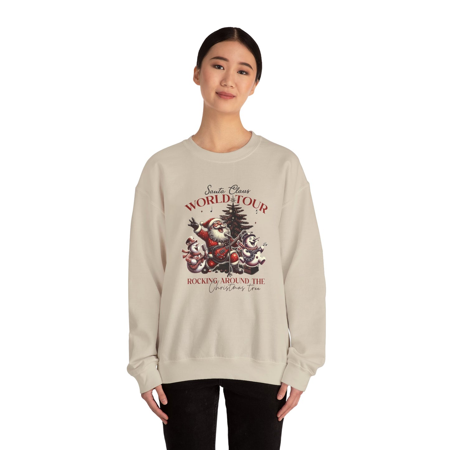 Santa Rocking Around the Christmas Tree Unisex Heavy Blend™ Crewneck Sweatshirt - size S - 3X
