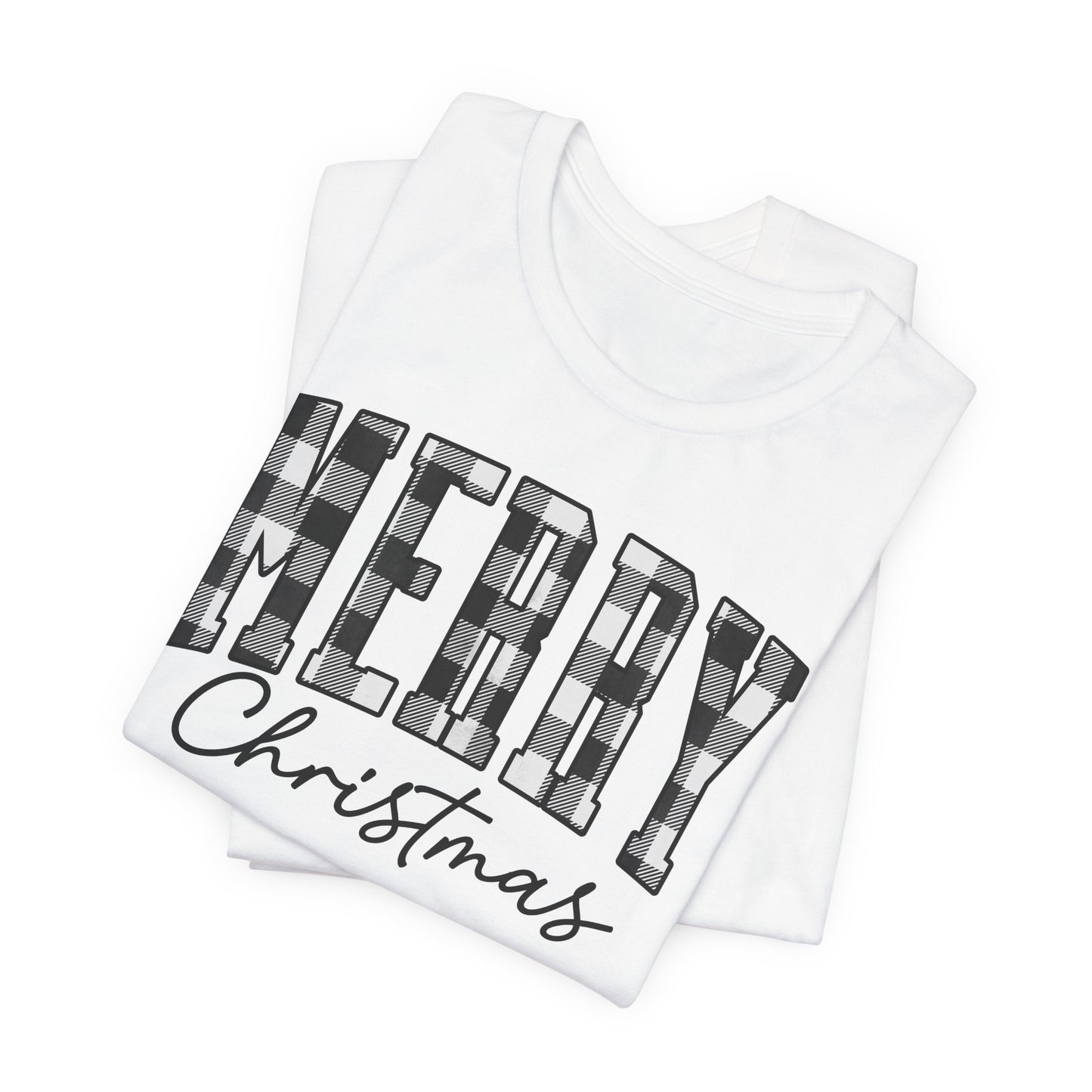Buffalo plaid Merry Christmas Unisex Jersey Short Sleeve Tee - sizes S - 3X