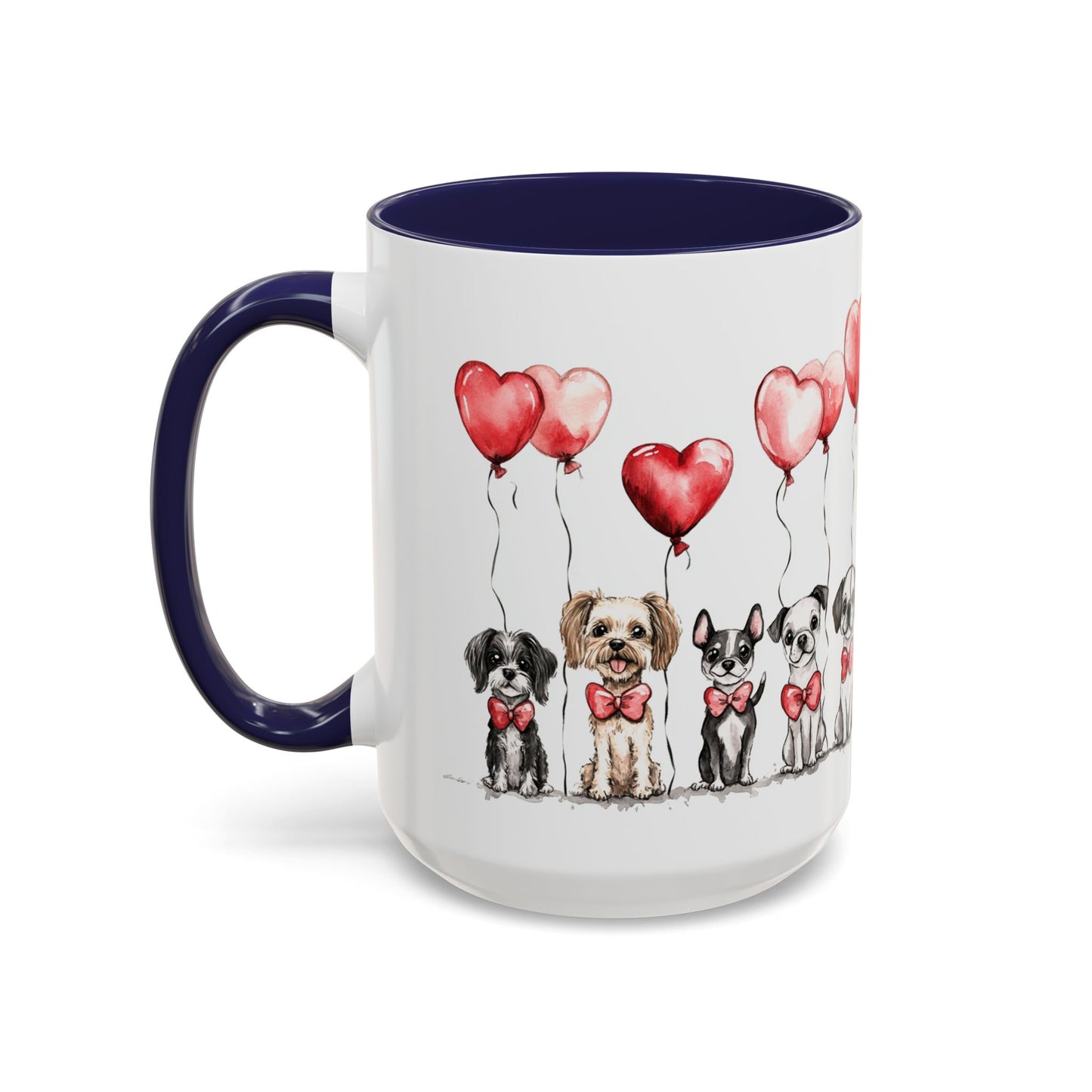 Coffee Mug - Puppy Love Valentine's Day, Cute Dogs and Heart Balloons, 11oz and 15oz, Ceramic