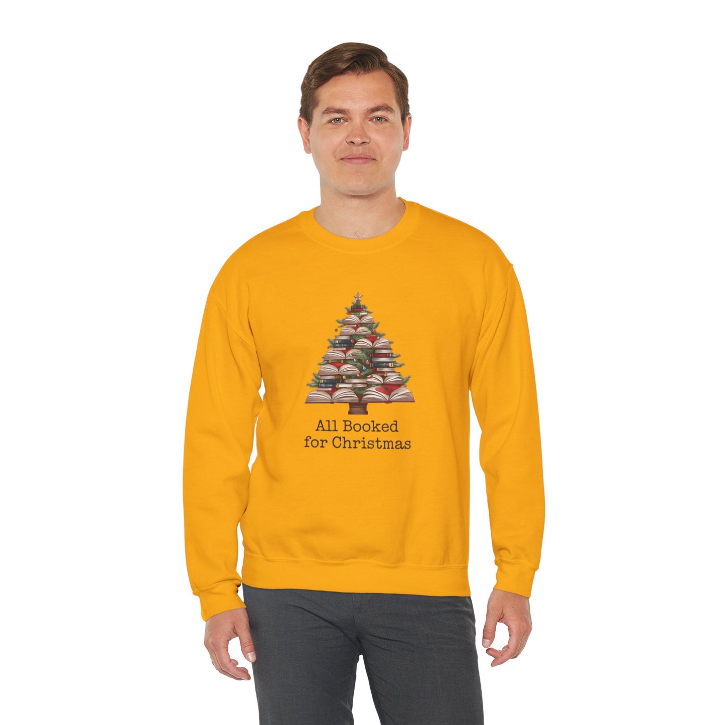 All Booked for Christmas, Book Christmas tree, Unisex Heavy Blend Crewneck Sweatshirt - sizes S - 3X
