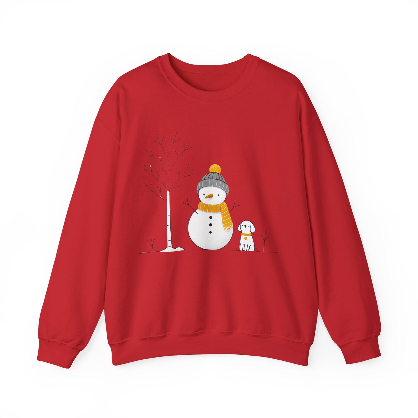 Snowman and Dog Winter Scene Unisex Heavy Blend™ Crewneck Sweatshirt - sizes S - 5X