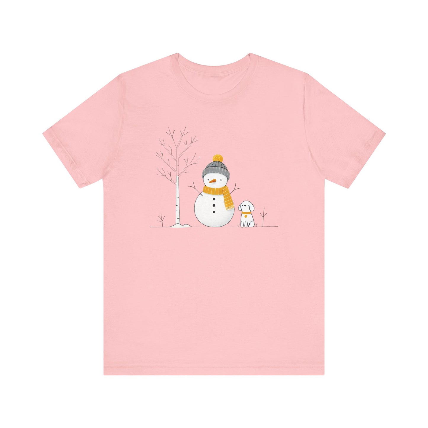 Snowman and dog winter scene Unisex Jersey Short Sleeve Tee - sizes S - 3X