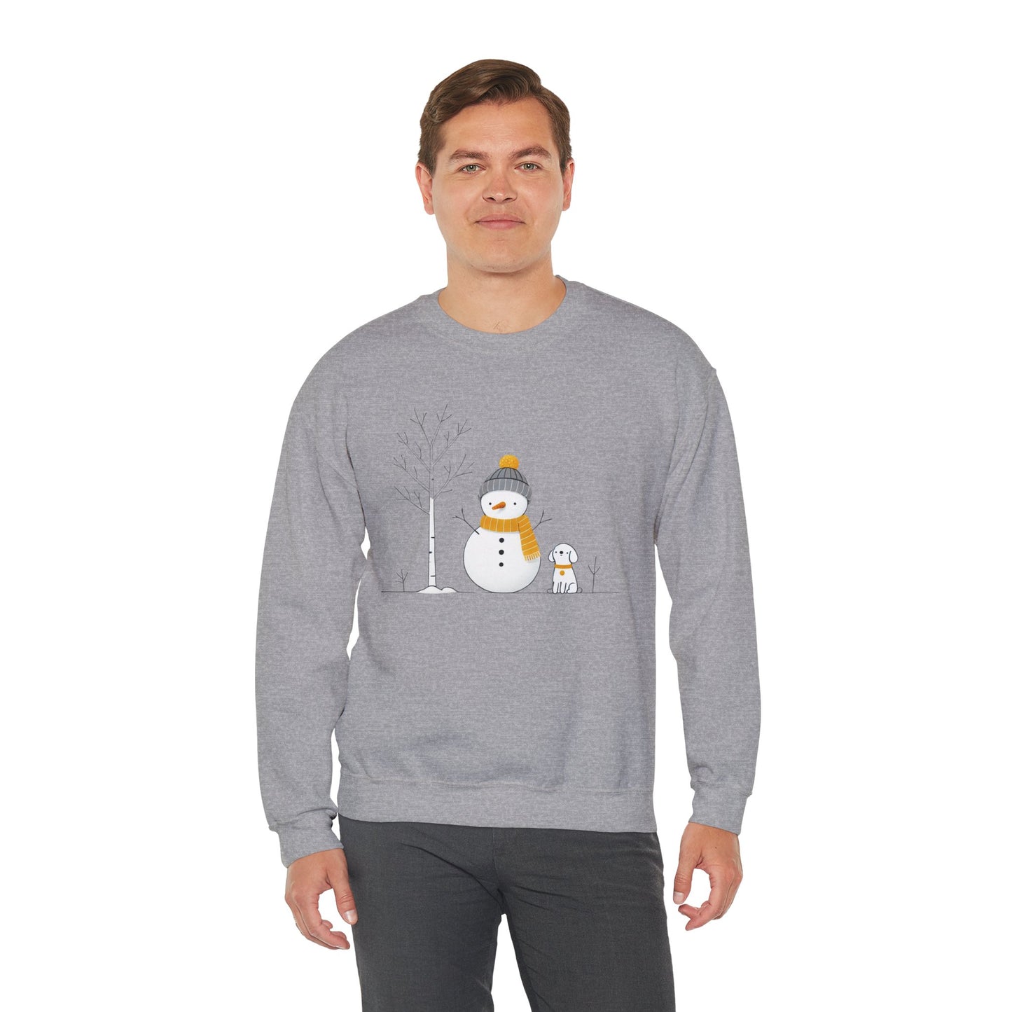 Snowman and Dog Winter Scene Unisex Heavy Blend™ Crewneck Sweatshirt - size S - 3X