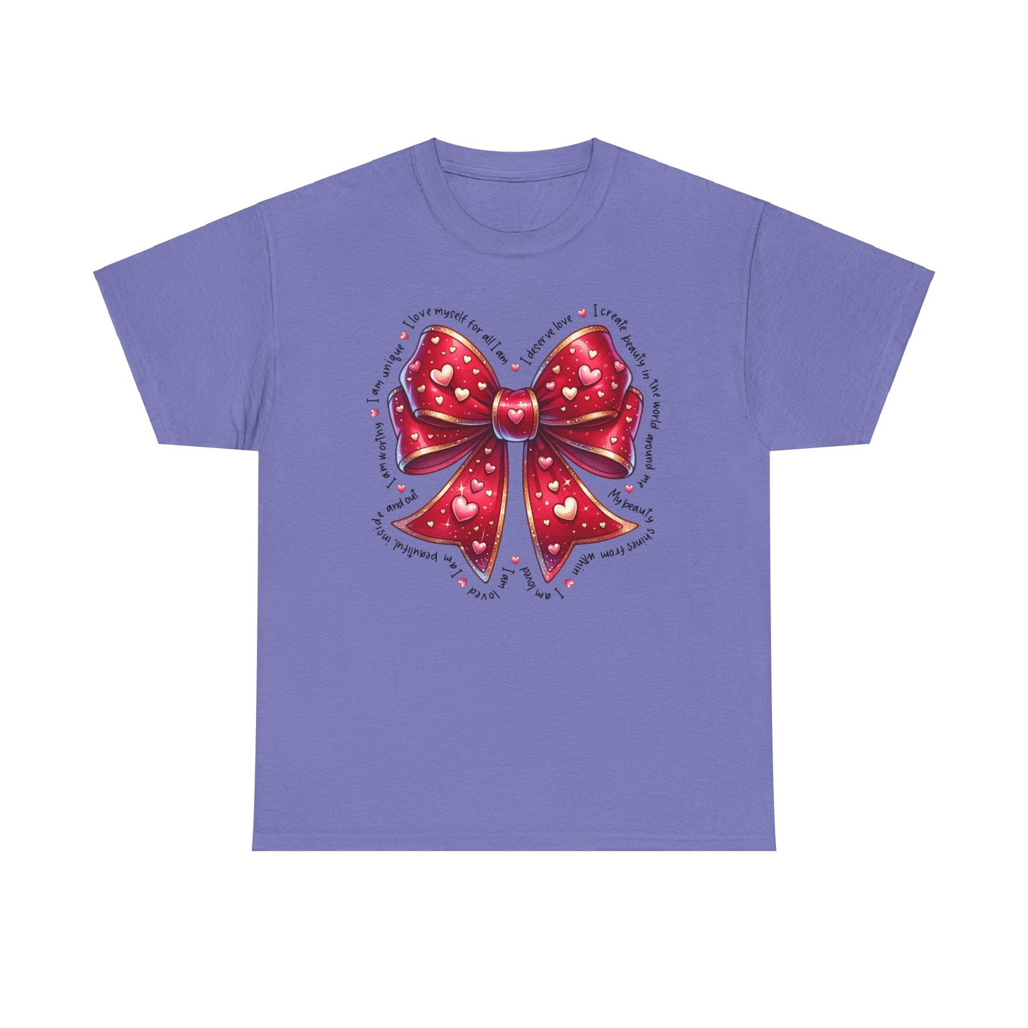 Bow Unisex Heavy Cotton Tee - Valentine's Day, Fun and Inspiring Girly Design