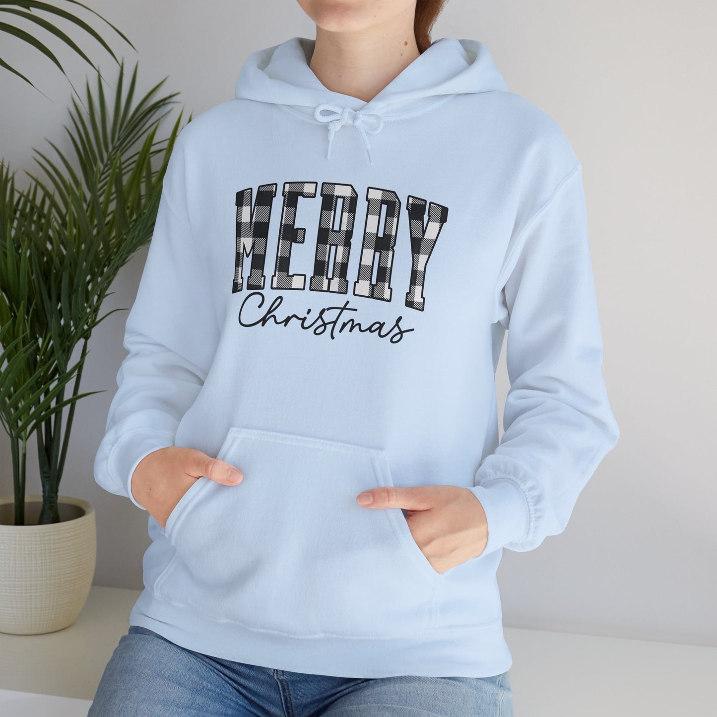 Buffalo Plaid Merry Christmas Unisex Heavy Blend™ Hooded Sweatshirt - size S - 3X