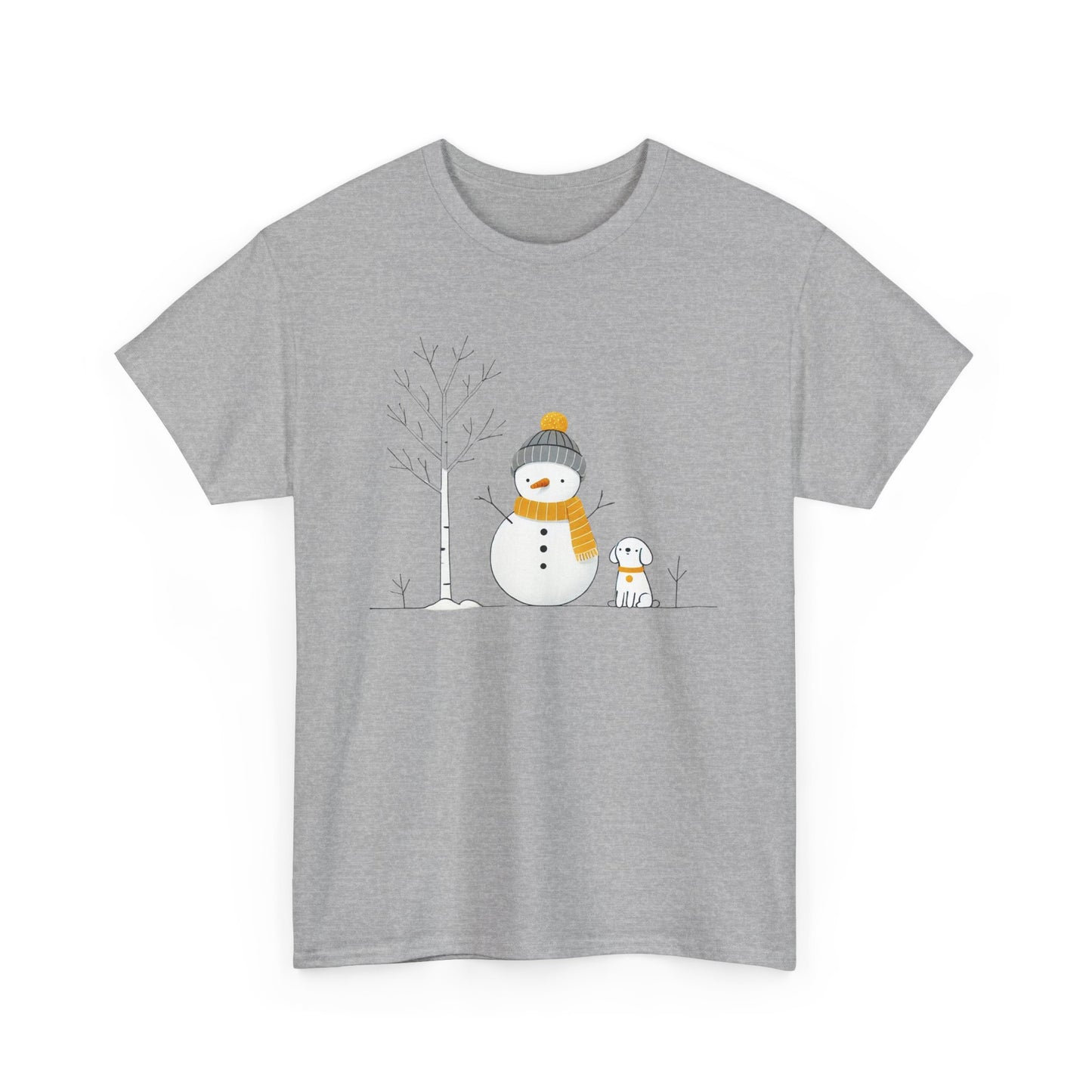 Snowman and Dog Unisex Heavy Cotton Tee - sizes S - 5X