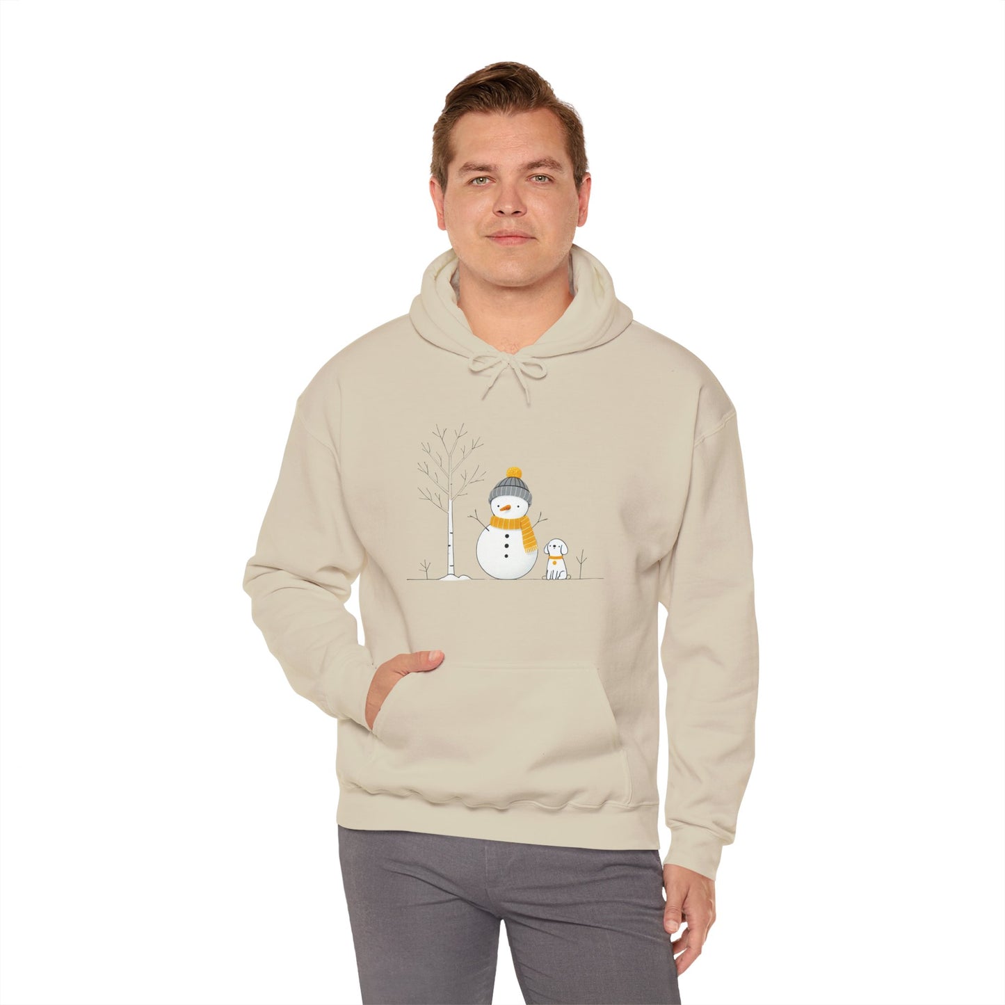 Snowman and dog winter scene Unisex Heavy Blend™ Hooded Sweatshirt - sizes S - 3X
