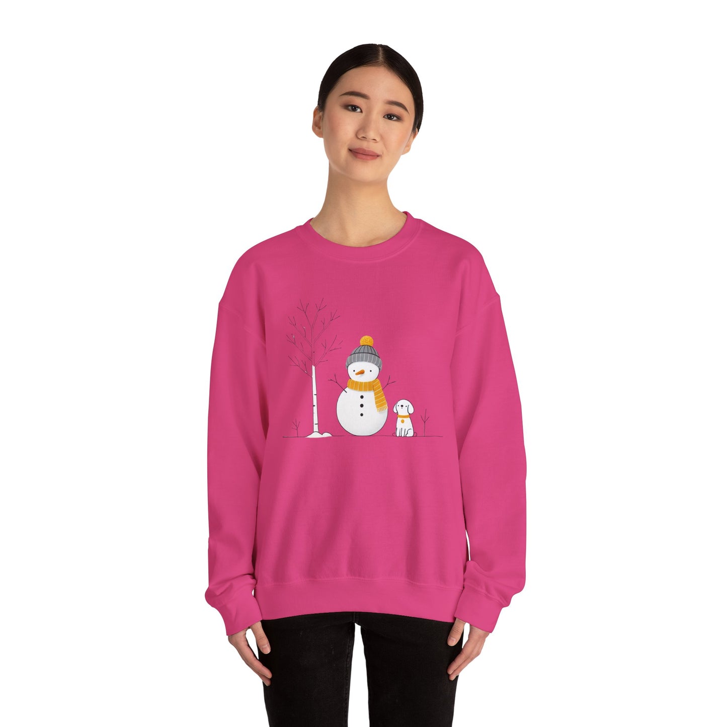 Snowman and Dog Winter Scene Unisex Heavy Blend™ Crewneck Sweatshirt - size S - 3X