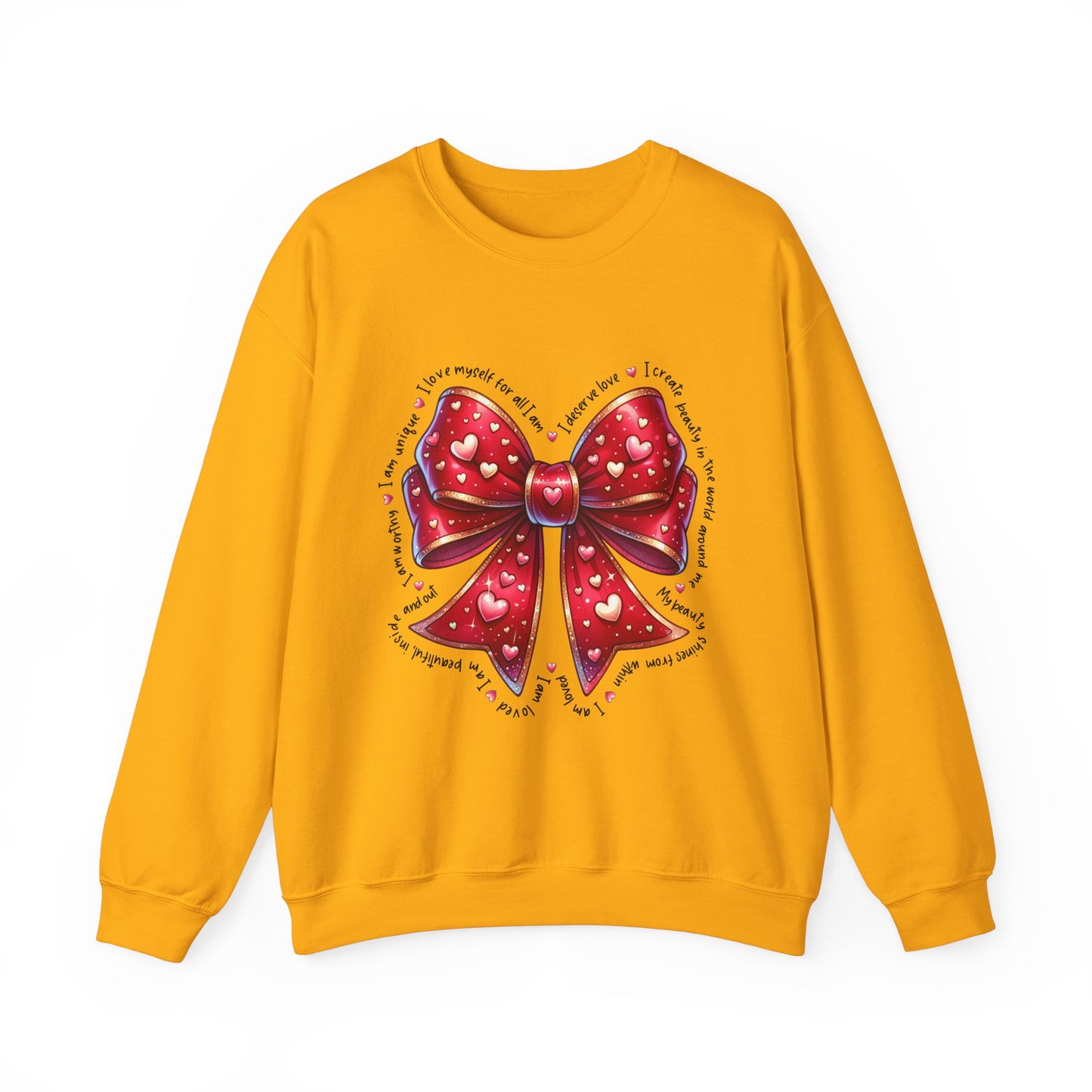 Bow Unisex Heavy Blend Crewneck Sweatshirt - Valentine's Day Warm & Cozy Girly Design