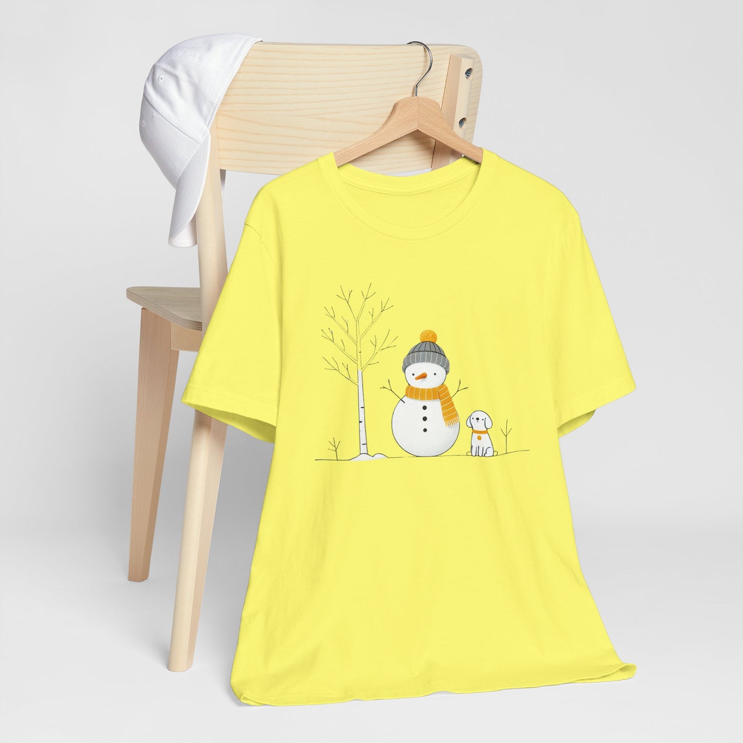 Snowman and dog winter scene Unisex Jersey Short Sleeve Tee - sizes S - 3X