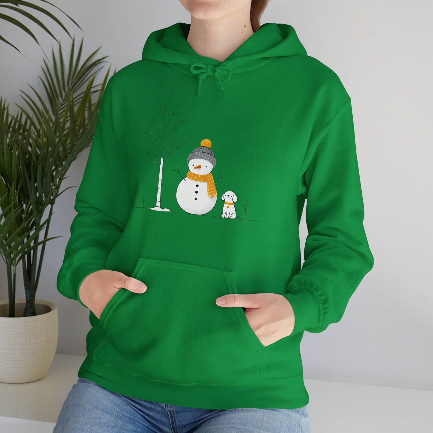 Snowman and dog winter scene Unisex Heavy Blend™ Hooded Sweatshirt - sizes S - 3X