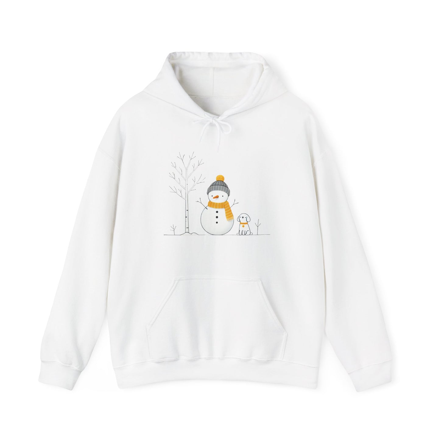 Snowman and dog winter scene Unisex Heavy Blend™ Hooded Sweatshirt - sizes S - 3X