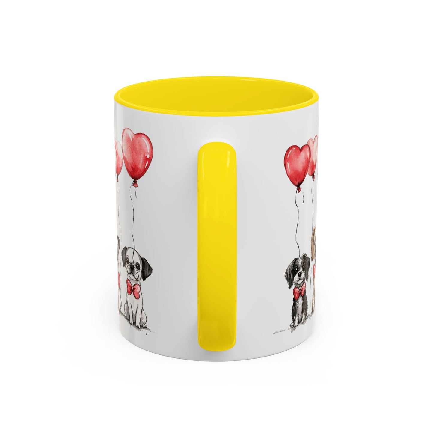 Coffee Mug - Puppy Love Valentine's Day, Cute Dogs and Heart Balloons, 11oz and 15oz, Ceramic