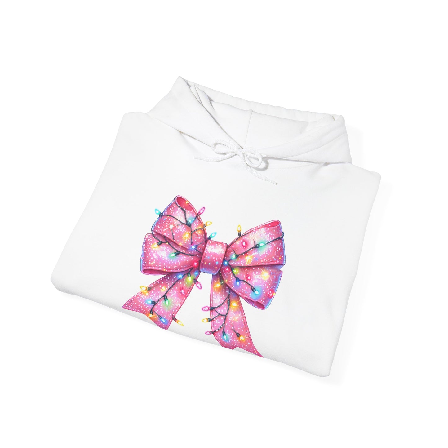Pink Christmas Bow Heavy Blend Hoodie - Festive Unisex Sweatshirt - sizes S - 5X
