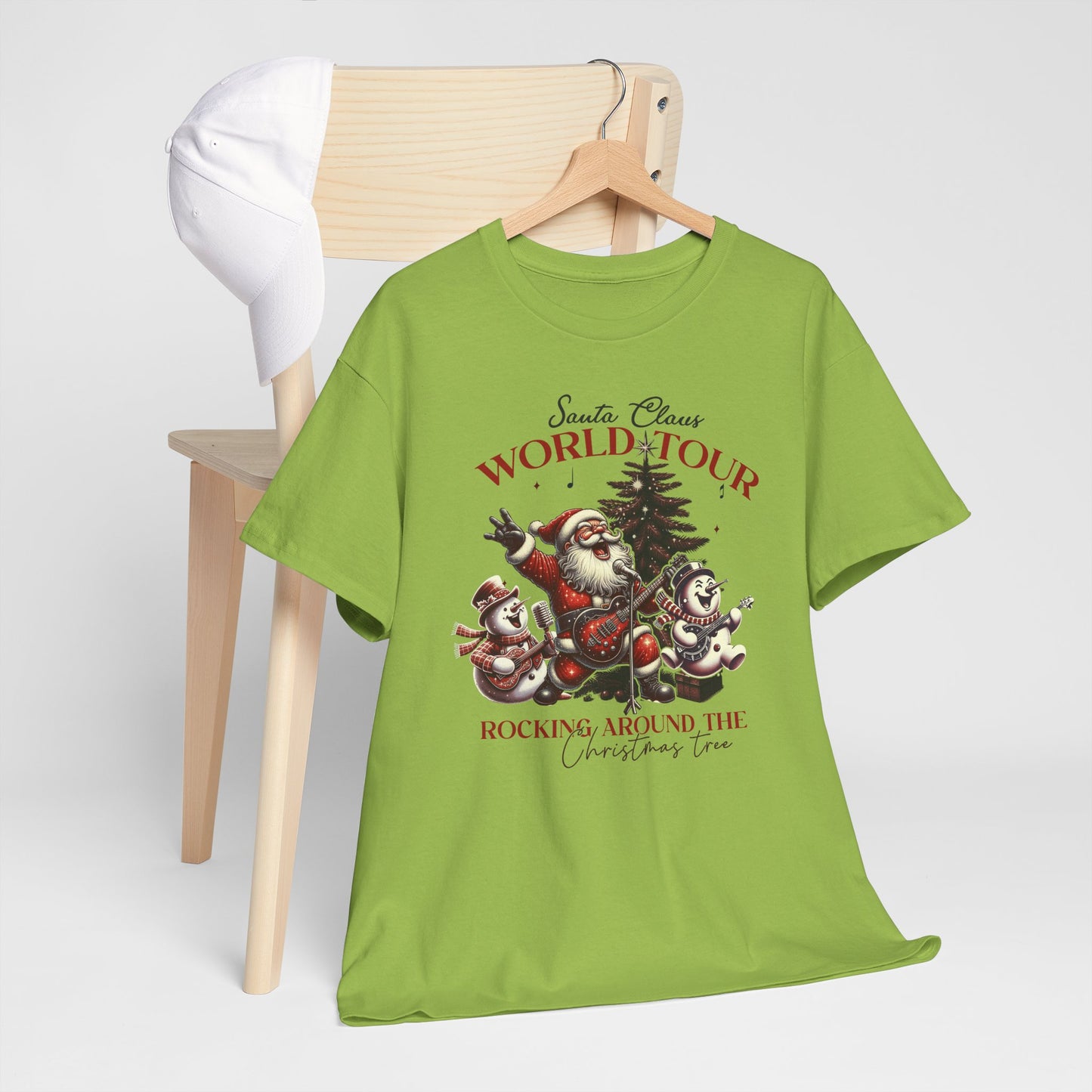 Santa Rocking around the Christmas Tree Unisex Heavy Cotton T-shirt - size S - 5X