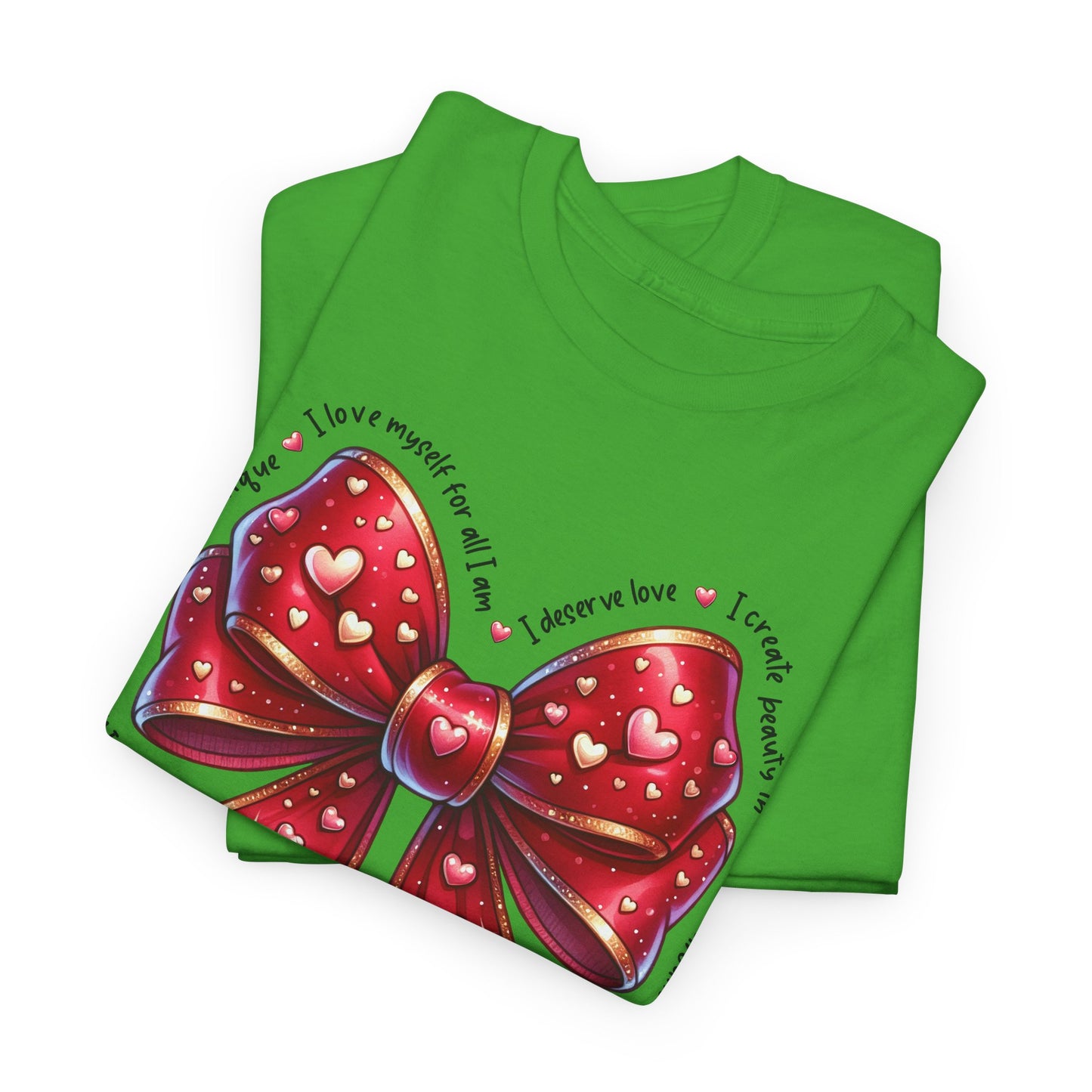 Bow Unisex Heavy Cotton Tee - Valentine's Day, Fun and Inspiring Girly Design