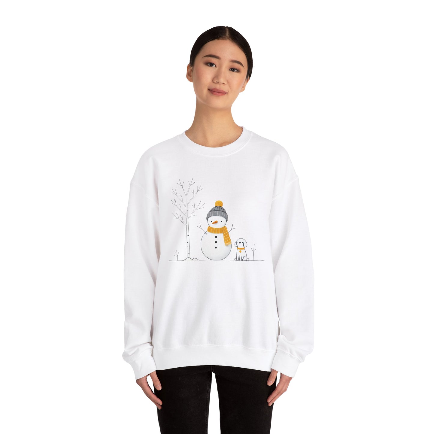 Snowman and Dog Winter Scene Unisex Heavy Blend™ Crewneck Sweatshirt - size S - 3X