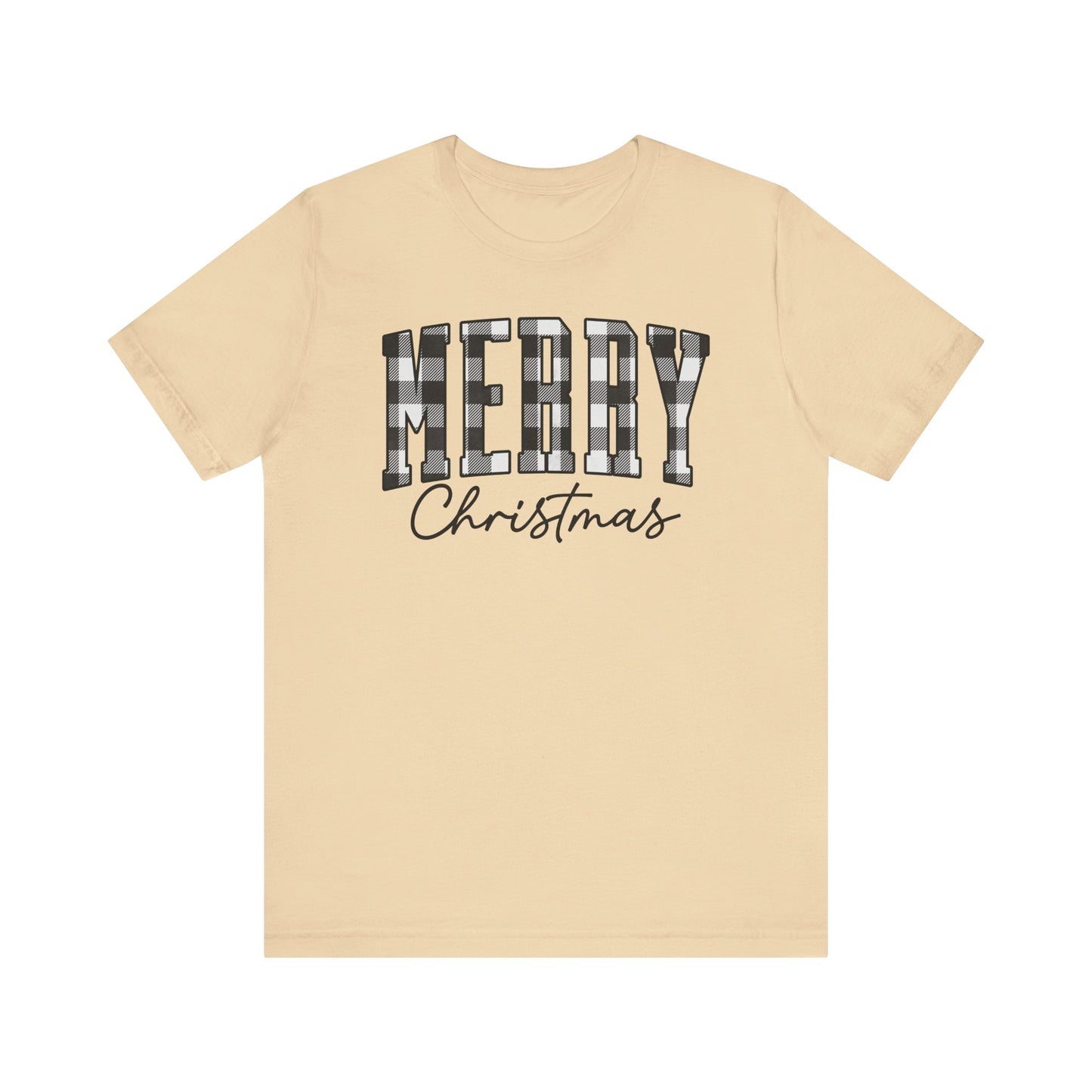 Buffalo plaid Merry Christmas Unisex Jersey Short Sleeve Tee - sizes S - 3X