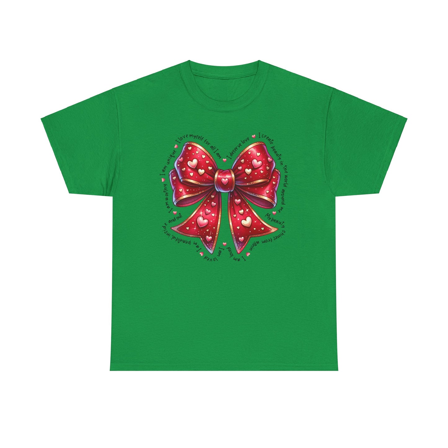 Bow Unisex Heavy Cotton Tee - Valentine's Day, Fun and Inspiring Girly Design