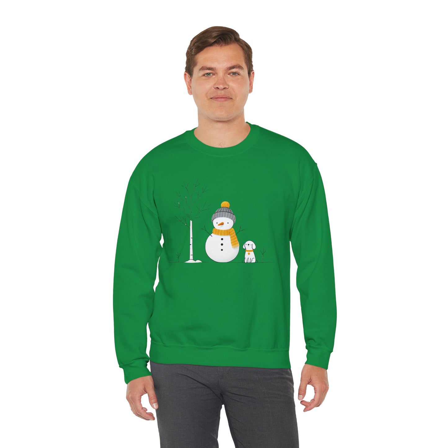 Snowman and Dog Winter Scene Unisex Heavy Blend™ Crewneck Sweatshirt - size S - 3X