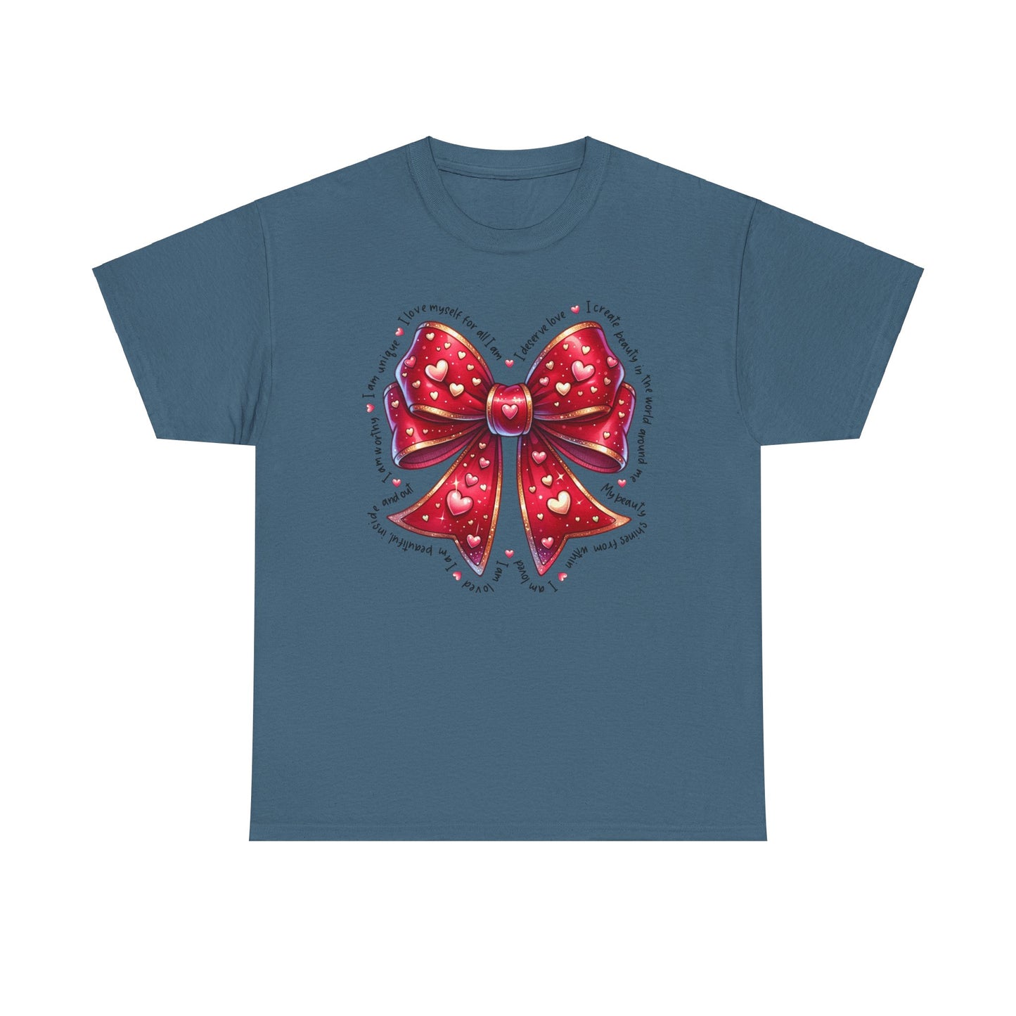 Bow Unisex Heavy Cotton Tee - Valentine's Day, Fun and Inspiring Girly Design