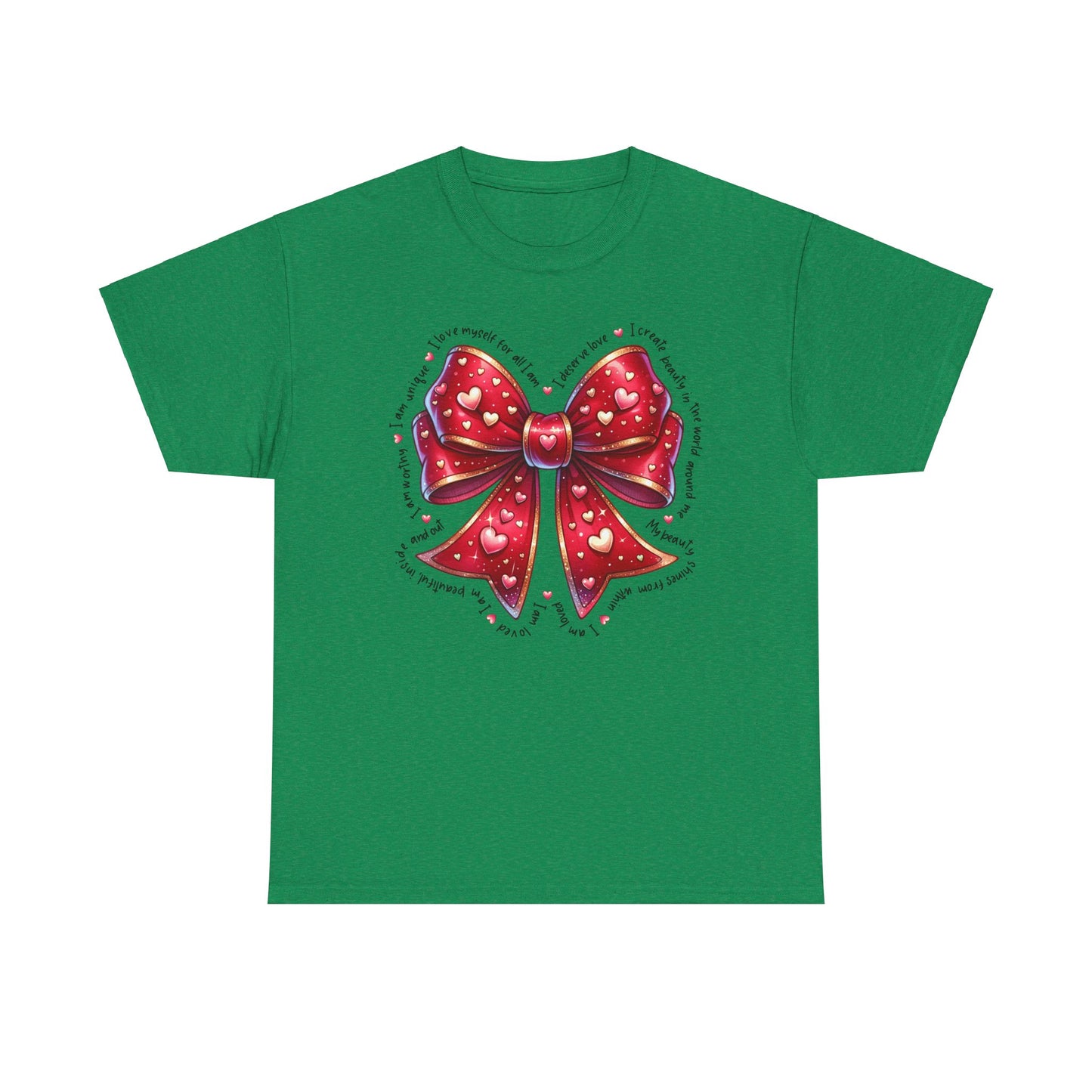 Bow Unisex Heavy Cotton Tee - Valentine's Day, Fun and Inspiring Girly Design