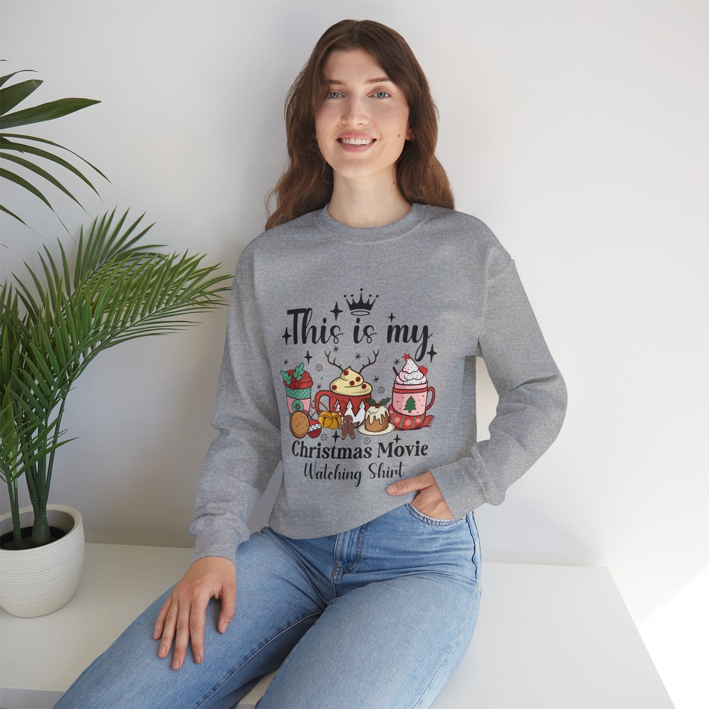This is my Christmas movie watching shirt Unisex Heavy Blend™ Crewneck Sweatshirt - S - 5X sizes