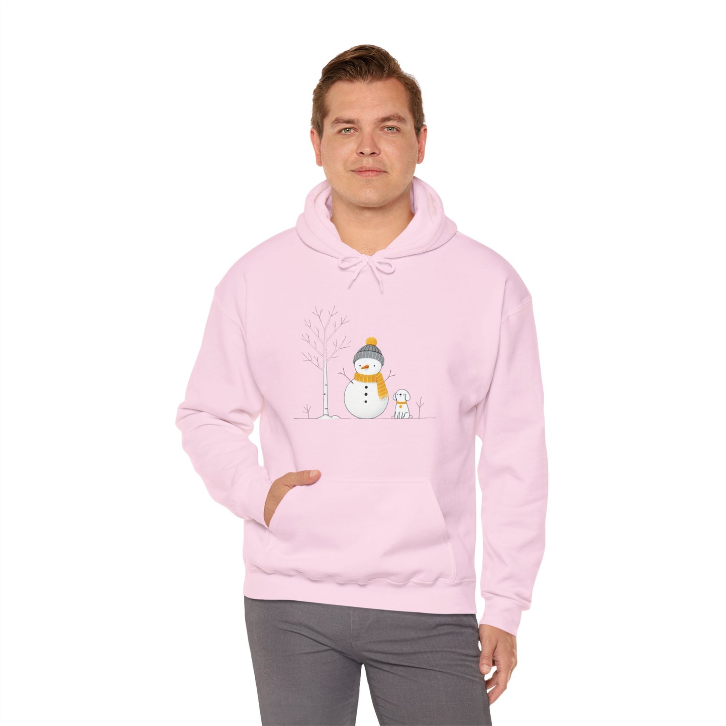 Snowman and dog winter scene Unisex Heavy Blend™ Hooded Sweatshirt - sizes S - 3X