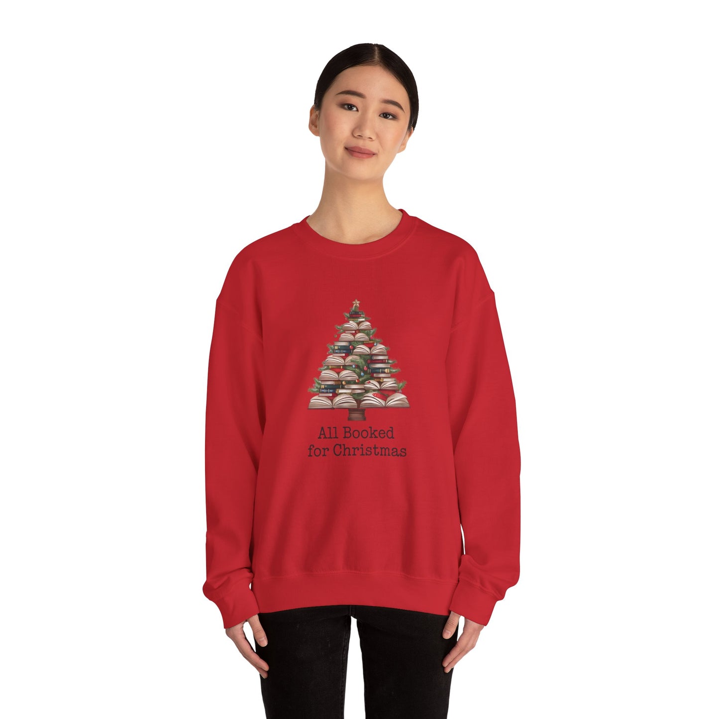 All Booked for Christmas, Book Christmas tree, Unisex Heavy Blend Crewneck Sweatshirt - sizes S - 3X