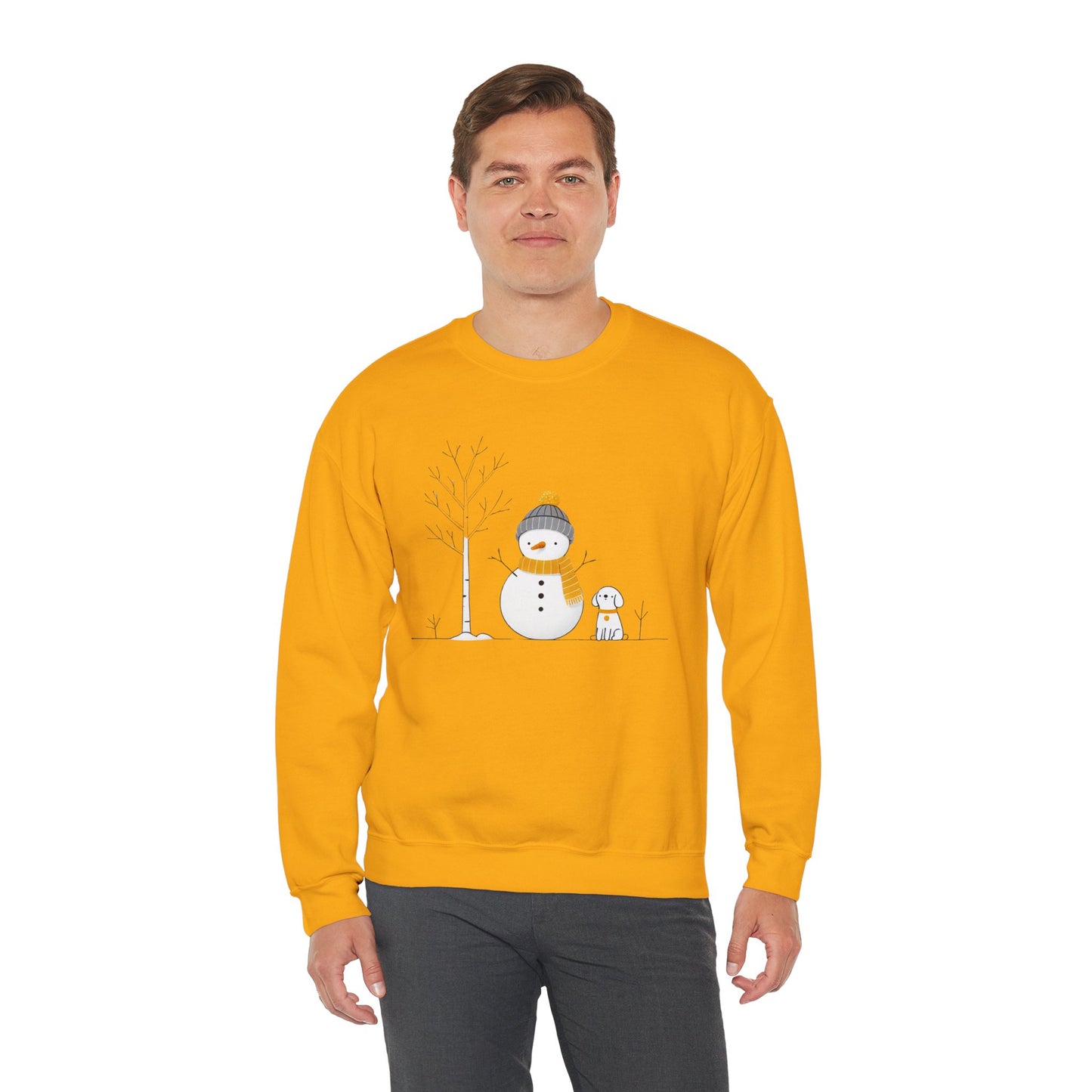 Snowman and Dog Winter Scene Unisex Heavy Blend™ Crewneck Sweatshirt - size S - 3X