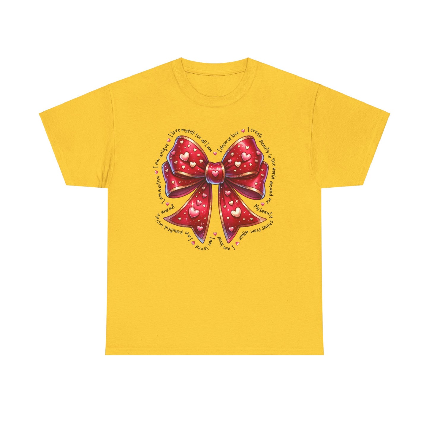 Bow Unisex Heavy Cotton Tee - Valentine's Day, Fun and Inspiring Girly Design