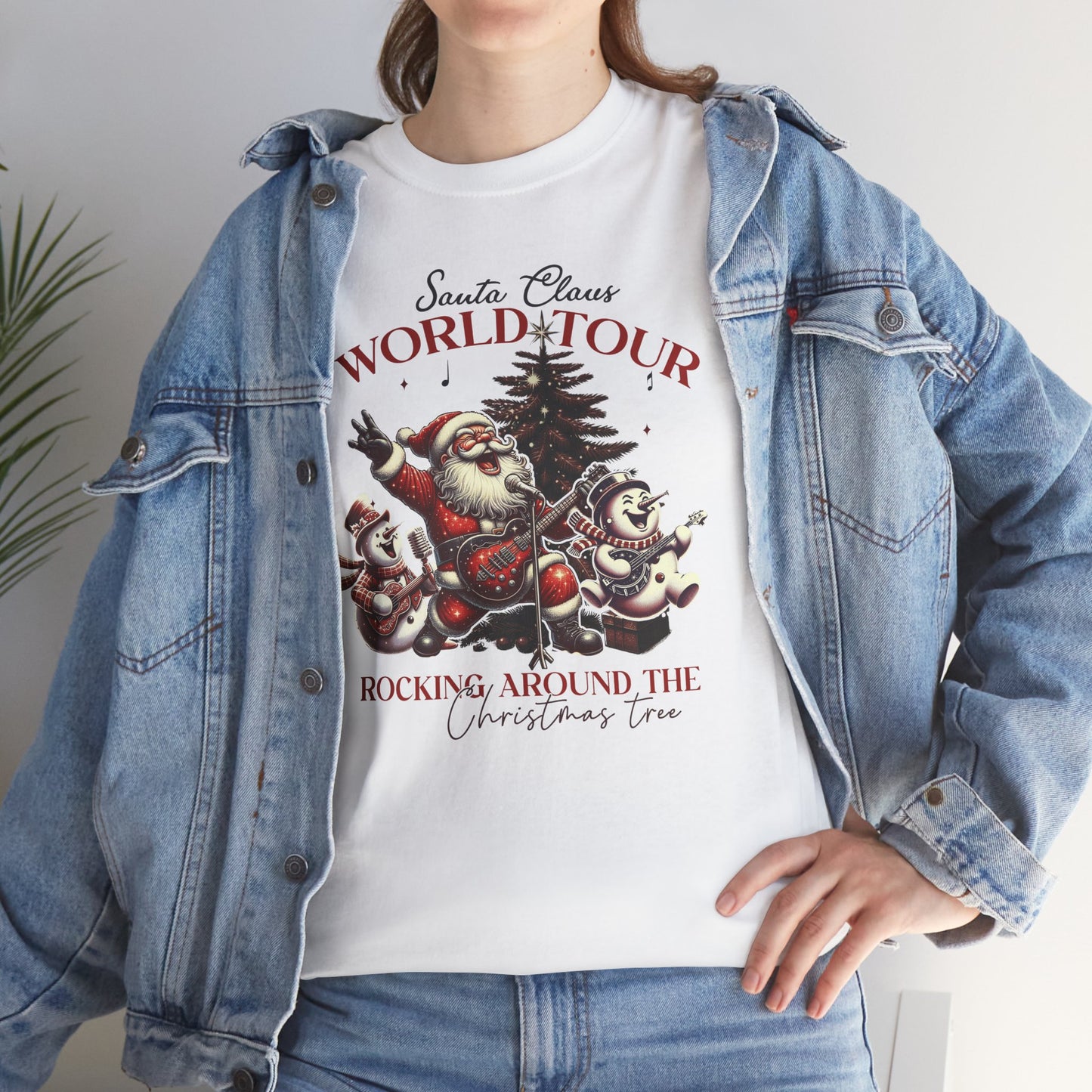 Santa Rocking around the Christmas Tree Unisex Heavy Cotton T-shirt - size S - 5X