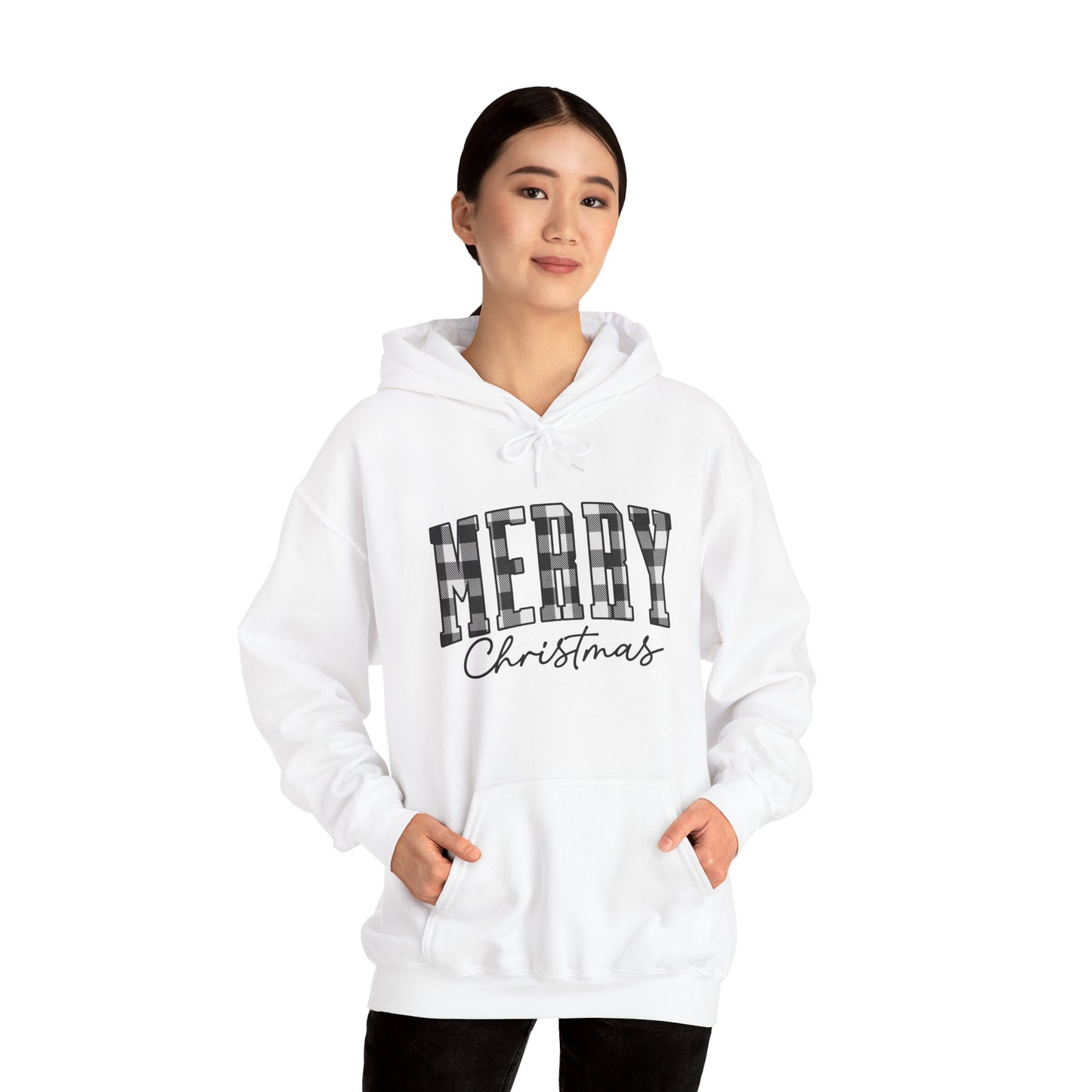Buffalo Plaid Merry Christmas Unisex Heavy Blend™ Hooded Sweatshirt - size S - 3X