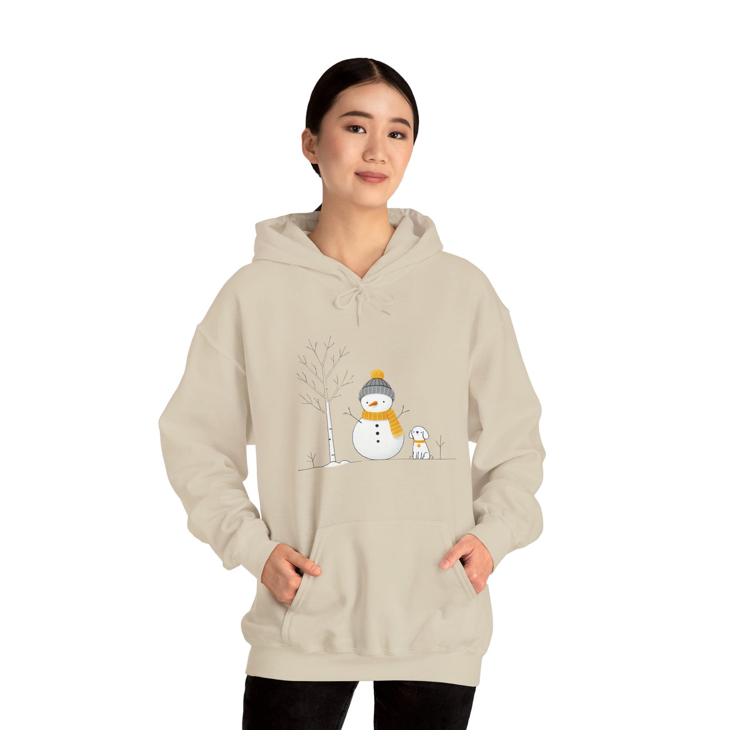 Snowman and dog winter scene Unisex Heavy Blend™ Hooded Sweatshirt - sizes S - 3X