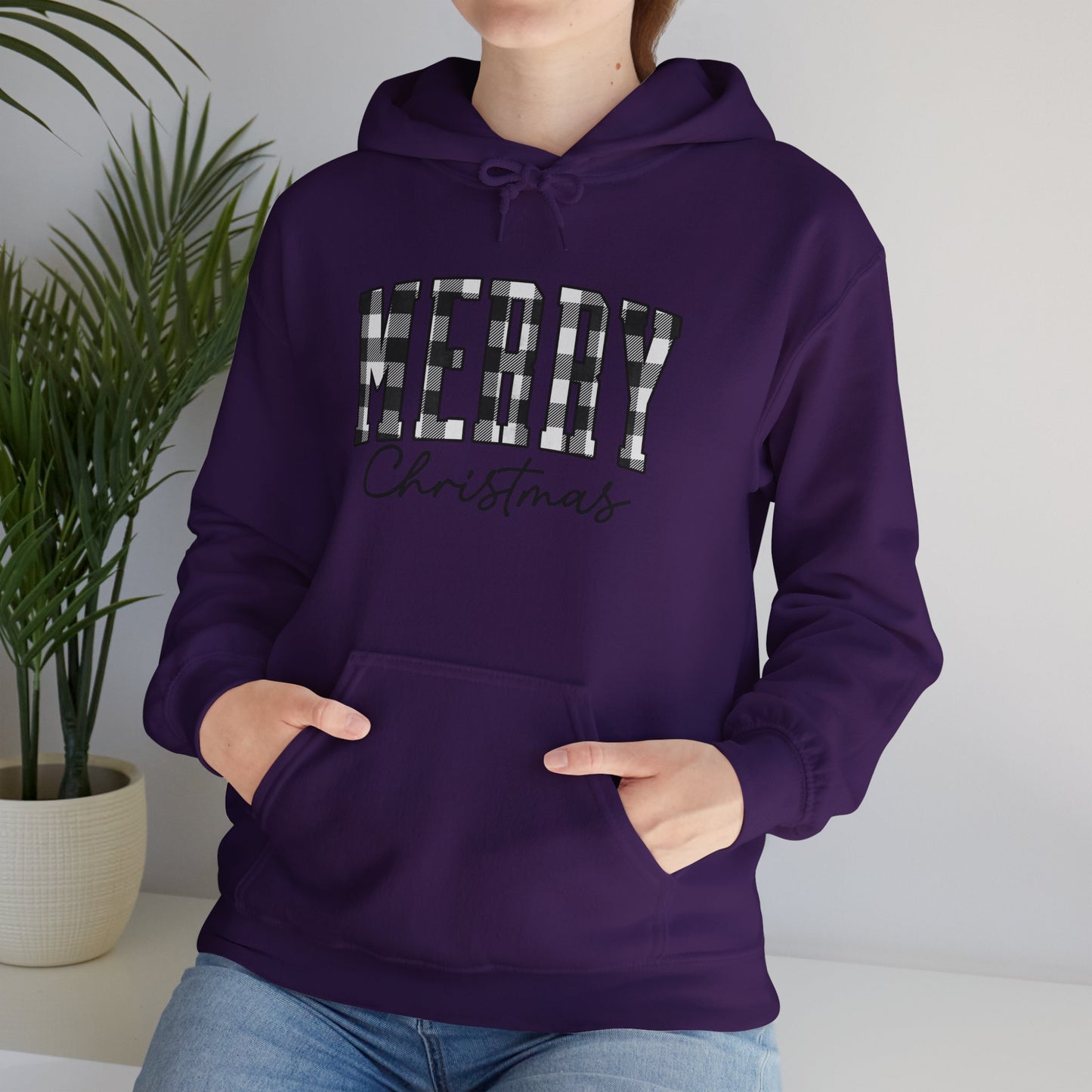 Buffalo Plaid Merry Christmas Unisex Heavy Blend™ Hooded Sweatshirt - size S - 3X