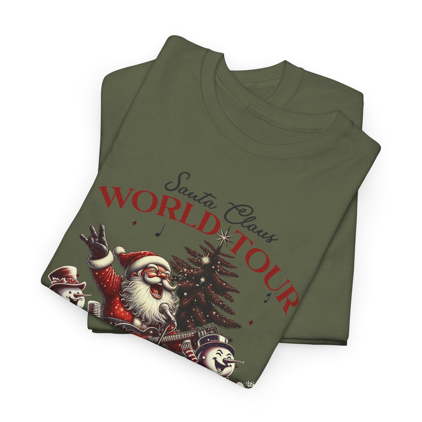 Santa Rocking around the Christmas Tree Unisex Heavy Cotton T-shirt - size S - 5X