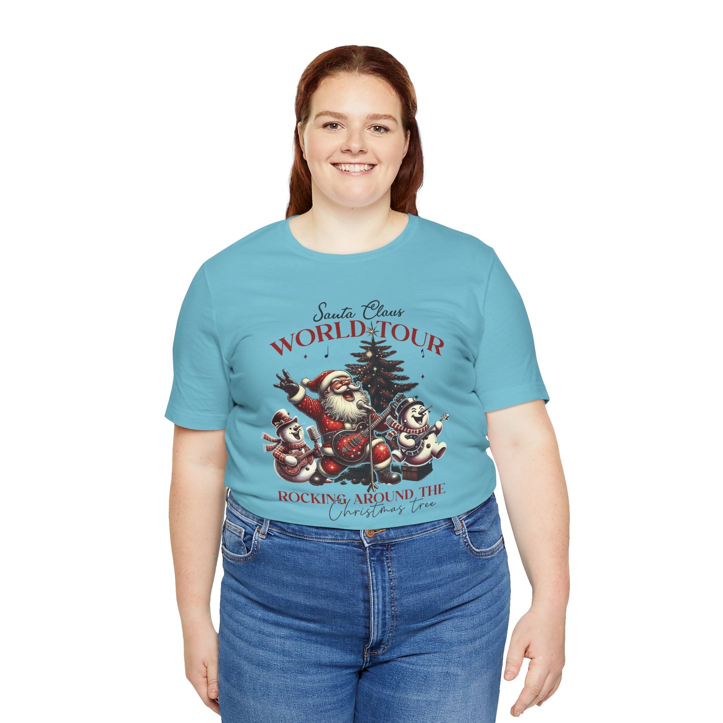 Santa Rocking Around the Christmas Tree Unisex Jersey Short Sleeve T-shirt - sizes S - 3X