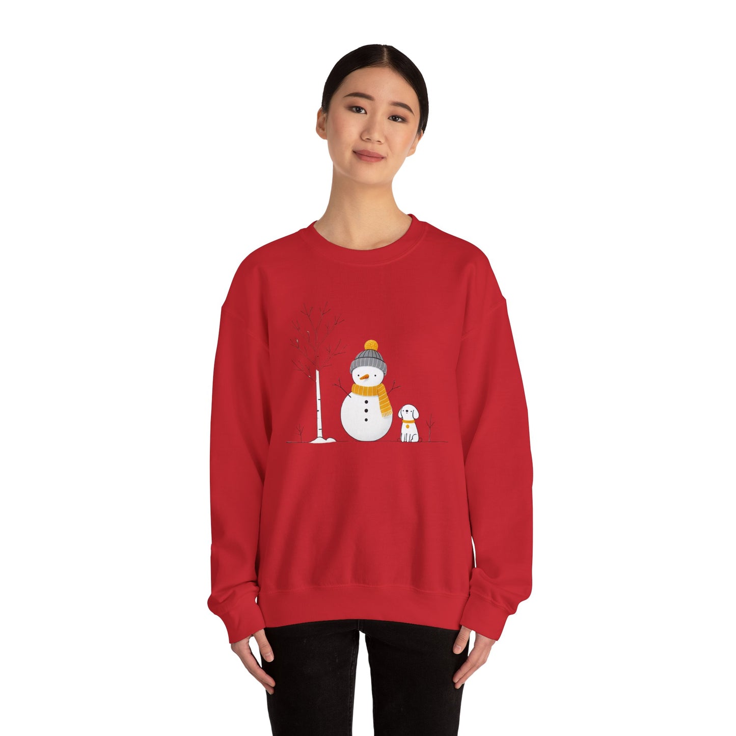 Snowman and Dog Winter Scene Unisex Heavy Blend™ Crewneck Sweatshirt - size S - 3X