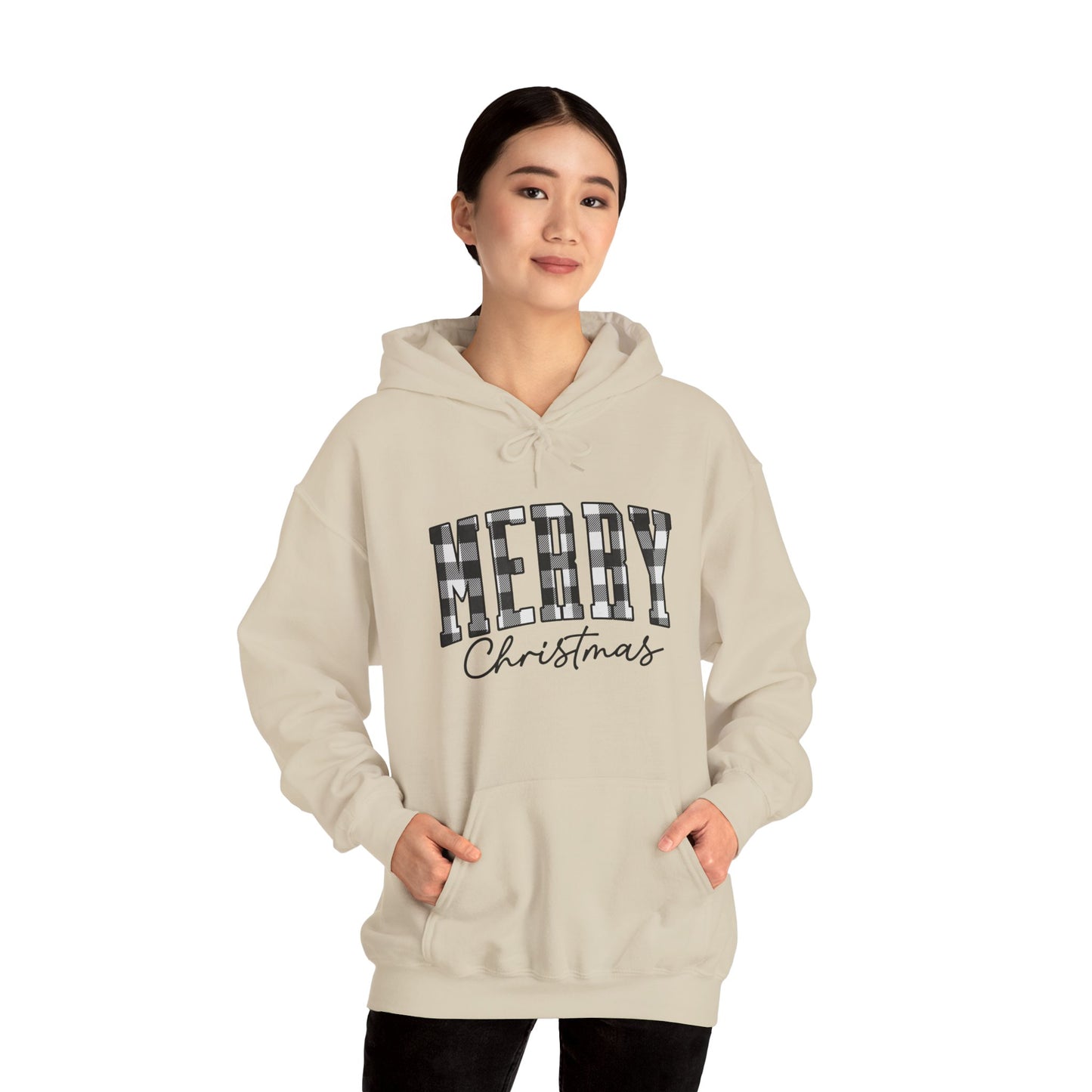 Buffalo Plaid Merry Christmas Unisex Heavy Blend™ Hooded Sweatshirt - size S - 3X