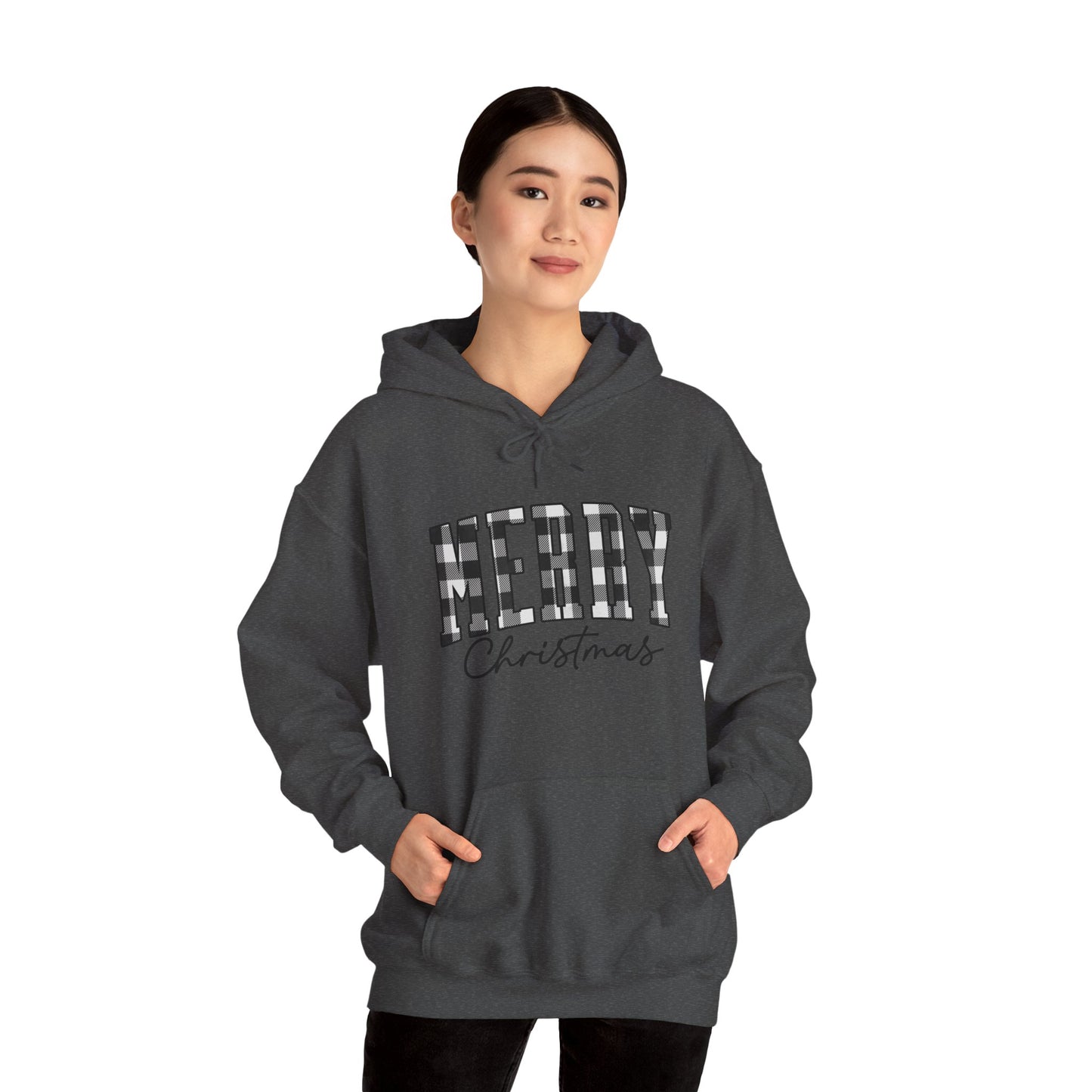 Buffalo Plaid Merry Christmas Unisex Heavy Blend™ Hooded Sweatshirt - size S - 3X