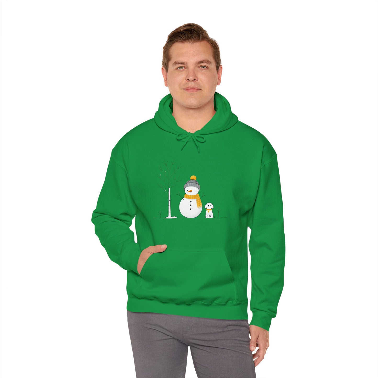 Snowman and dog winter scene Unisex Heavy Blend™ Hooded Sweatshirt - sizes S - 3X