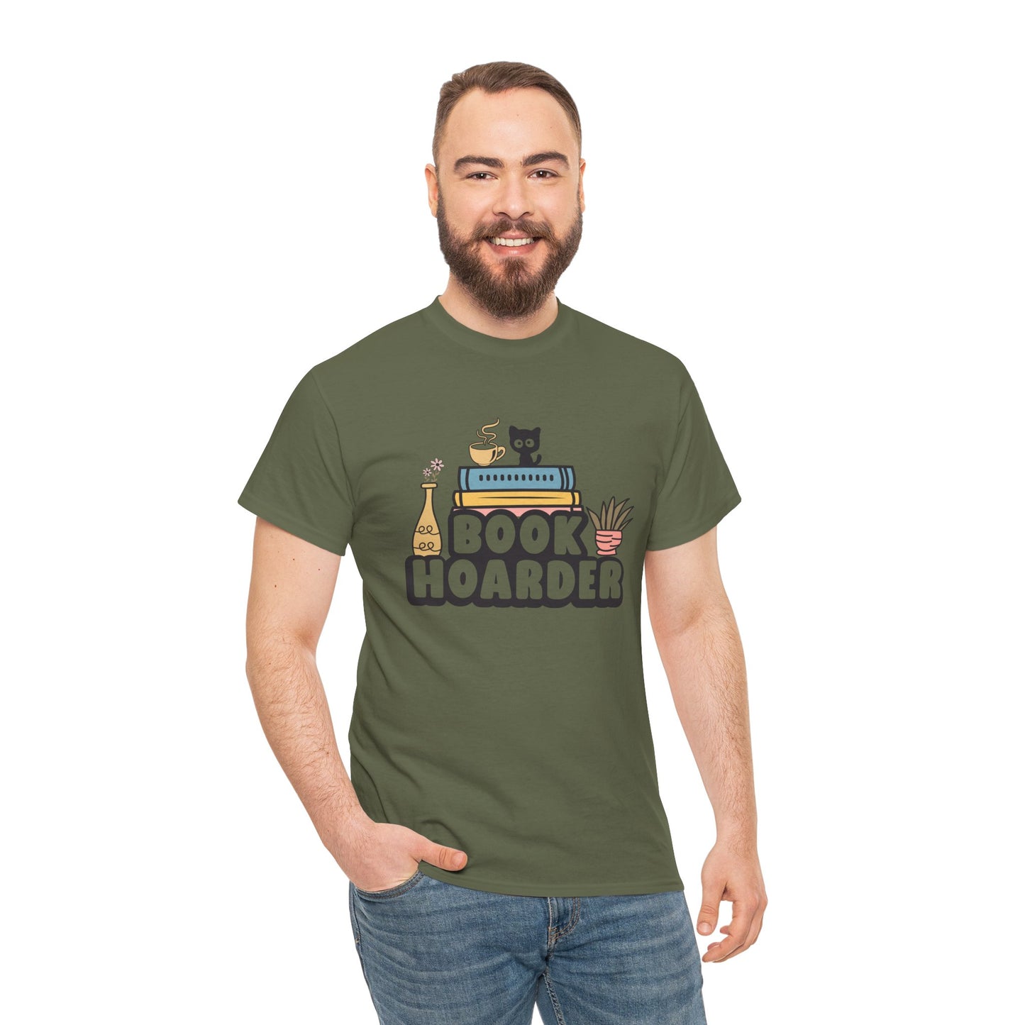 Book Hoarder Unisex Tee - Funny Cat Lover Book Lover Gift - sizes S - 5X