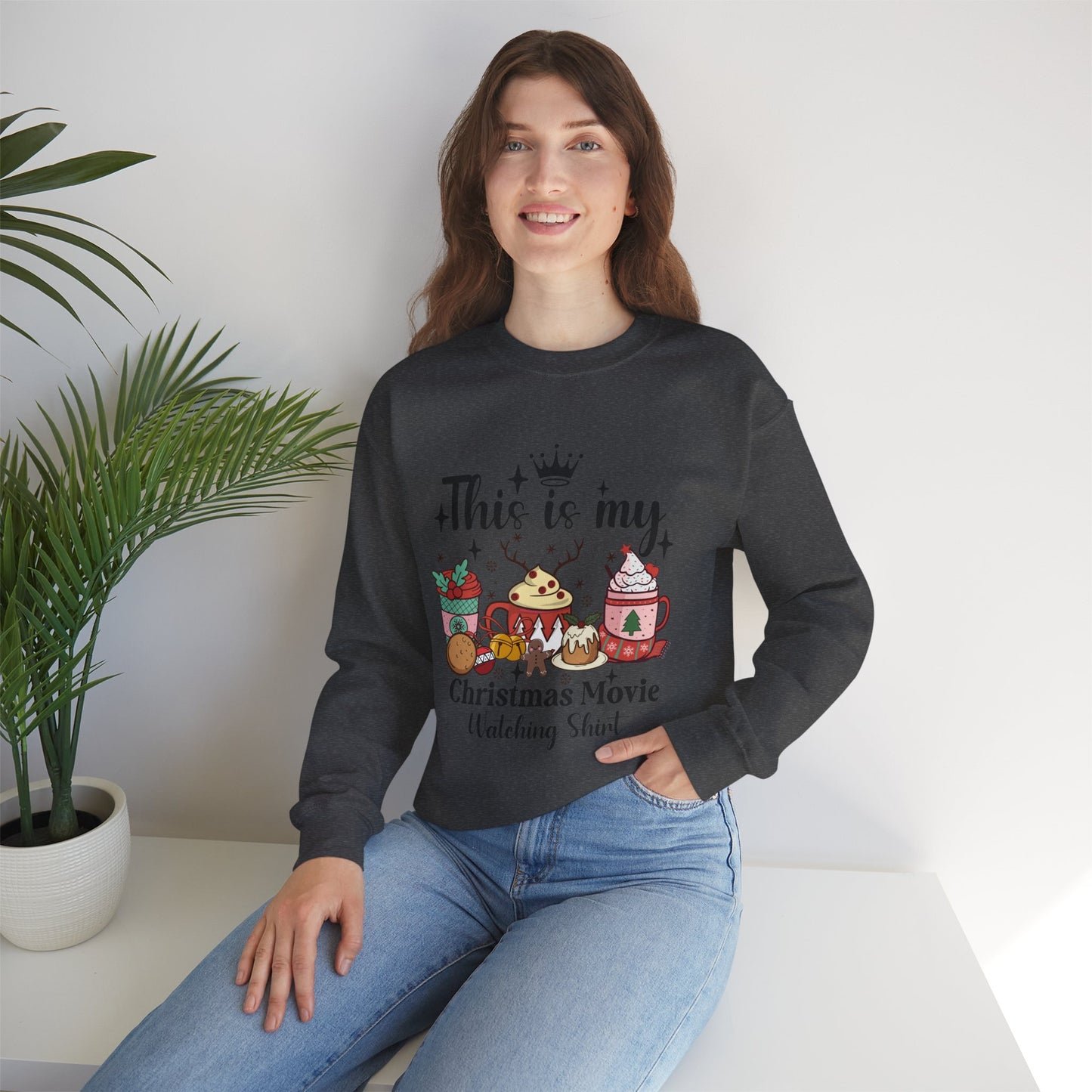 This is my Christmas movie watching shirt Unisex Heavy Blend™ Crewneck Sweatshirt - S - 5X sizes