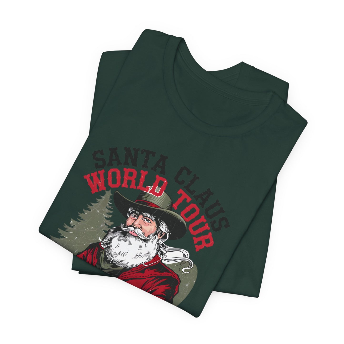 Santa Claus World tour Unisex Jersey Short Sleeve Tee - sizes S - 3X - Rocking around the Christmas Tree