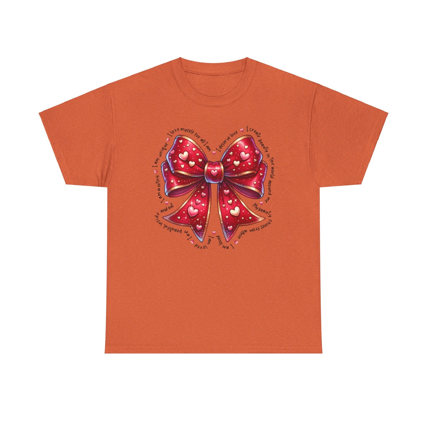 Bow Unisex Heavy Cotton Tee - Valentine's Day, Fun and Inspiring Girly Design