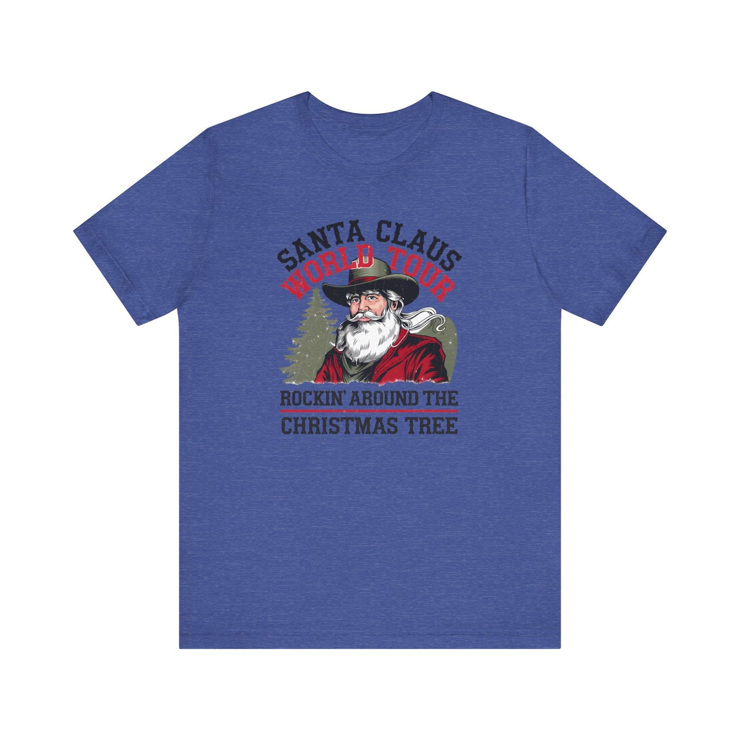 Santa's World Tour Rocking around the Christmas Tree Unisex Jersey Short Sleeve Tee - sizes S - 3X
