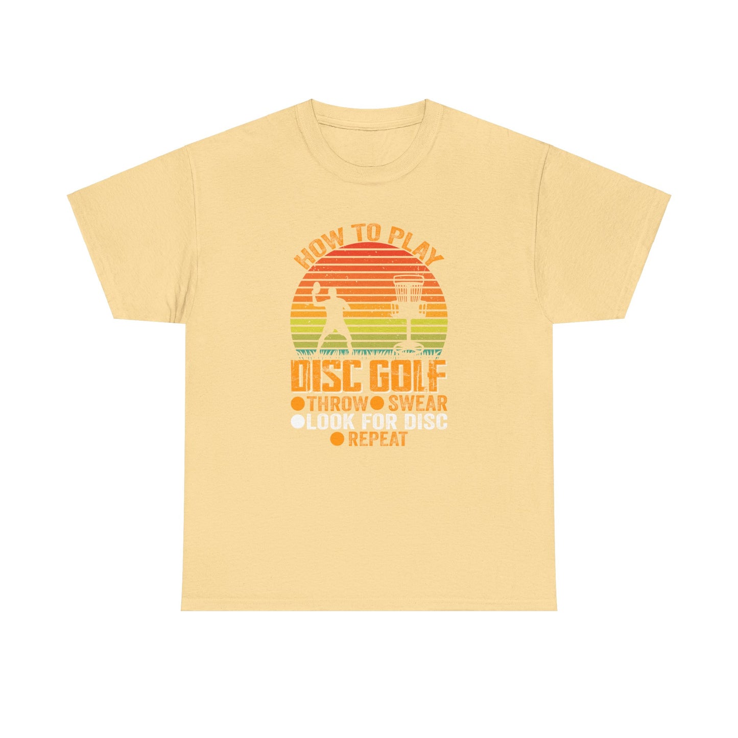 Disc Golf Unisex Heavy Cotton Tee - How to Play Instructions Funny Design - sizes S - 5X